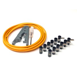 Kurrent Electric Solderless Right Angle DC Barrel DIY Kit, 6 Custom Length Cables for Guitar Effects Pedals (Orange Cable Kit)