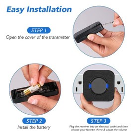 Wireless Door Bell Chime Waterproof Doorbell Plugin Receiver 300M Long Range Remote Door Bell Ringer Wireless Portable Doorbell with 1 Waterproof Transmitter and 2 Plug-in Receivers