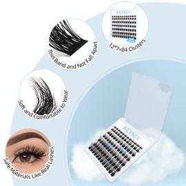 Lash Clusters 84 Pcs Cluster Lashes Natural Look DIY Lash Extension Lashes That Look Like Extensions Wispy Lashes Fluffy Eyelash Clusters Thin Band & Soft (Sprout 3D Style,D-8-16mix)