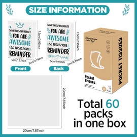 60 Pack Motivational Facial Tissue Inspirational Pocket Tissues Packs Travel Size 3 Ply Appreciation Gifts Soft Tissues You Are Awesome Individual Packs Facial Napkins for Guests Wedding Party Favors