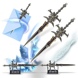 Two World of Warcraft Frostmourne Letter Openers Sword Letter Opener with Base 22.5 cm Home and Office Accessory Gift and Merchandise for Fans & Collectors