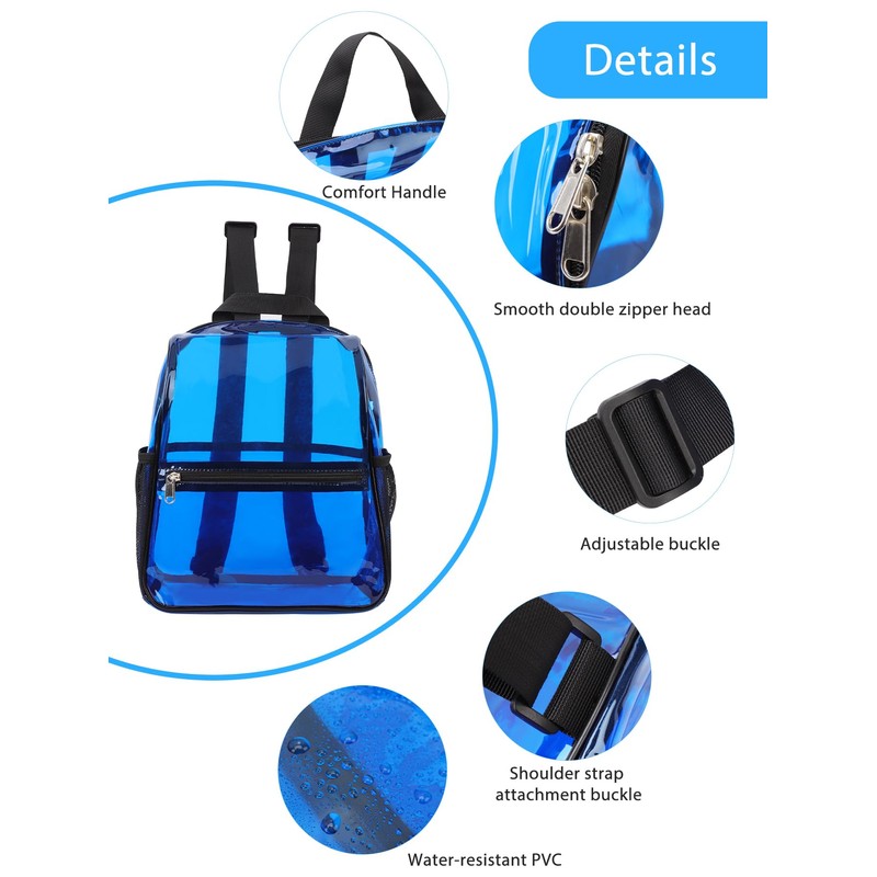 TINYAT Small Clear Backpack Stadium Approved 12x12x6 Transparent Bag See