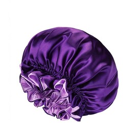 Women's Sleep Cap Elastic Satin Bonnet Wide Band Curly Hair Pure Sleeping Hat - Elastic Wide Band, Comfortable for Curly Hair, Dual-Color, Breathable Night Hat for Hair Care