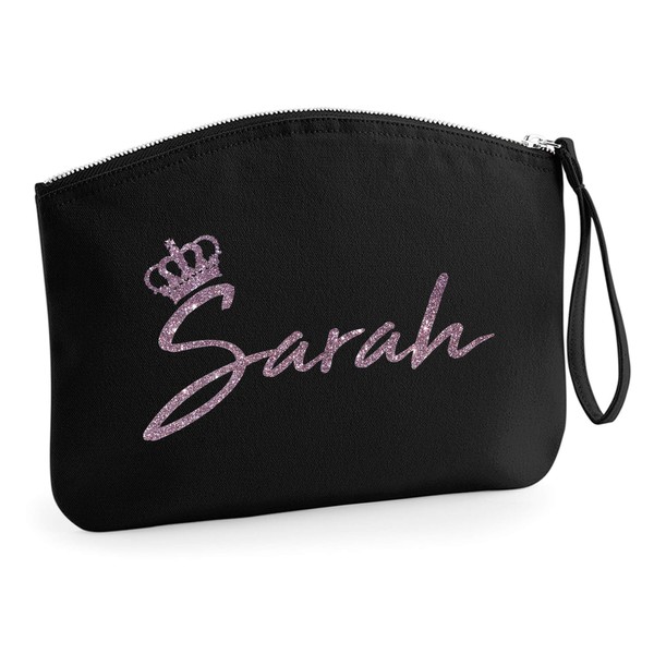 Personalised Make Up Multi Purpose Accessories Wristlet Bag - Black