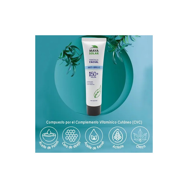 Protector Solar Facial Mineral Maya Solar Anti Brillo 50ml