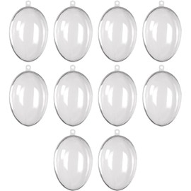 Easter Decoration Plastic Eggs for Painting – 10 Pieces 63 x 45 mm Transparent Plastic Easter Eggs for Filling, Hanging Easter Decoration Hanging Eggs Easter Eggs for Painting Decoration for Indoor