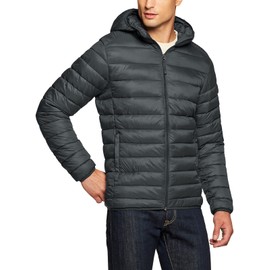 TSLA Men's Lightweight Packable Accent Puffer Jacket, Water-Resistant Winter Jackets, Hoodie Jacket Charcoal, XX-Large