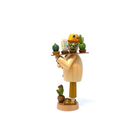 Drechslerei Friedbert Uhlig, incense smoker no. 040, cactus friend, 25 cm high, turned from regional wood, real handmade from the Ore Mountains, Christmas, wood art, real wood