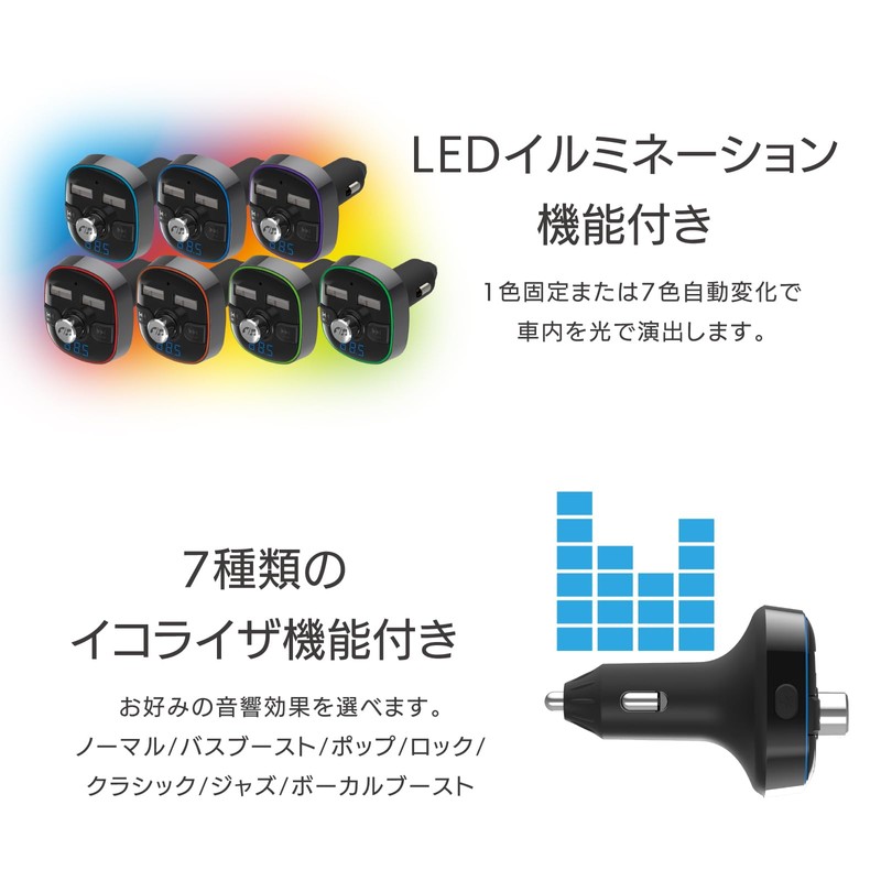 Kashimura NKD-210 Bluetooth FM Transmitter, Full Band, USB 2 Ports,