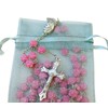 CB Catholic Mothers Day Rosary with Pink Rose Bud Shaped