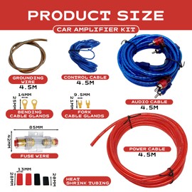 10GA Kfz Verstärker Kabelsatz,Subwoofer Kabel Set Endstufe Kabel, Car Audio Wire 4,5M für Car-Audio-Modifikation