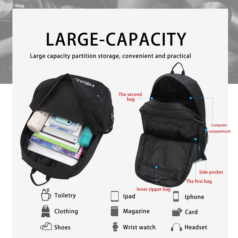 HEAD 30L Waterproof Laptop Backpack for Women & Men, Lightweight