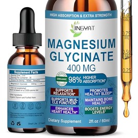 Pure Magnesium Glycinate Drops | High Absorption Liquid Magnesium Glycinate 400mg Support Sleep,Nerve & Bone Health | Magnesium Bisglycinate Chelate f