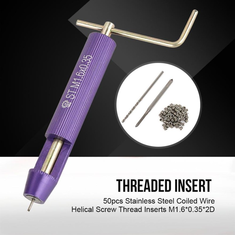 Helicoil Thread Repair Installation Kit,50pcs M1.6 x 2D Stainless Steel