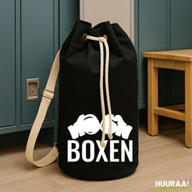 Huuraa Seesack Boxen Boxhandschuhe Geschenk 20 Liter Black Baumwolle Boxen Geschenkidee