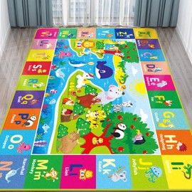 AKASISRUG Baby Play Mat for Floor, ABC Kids Play Mat Super Soft Plush Surface Kids Rugs for Playroom, Foldable Kids Rug Mat for Baby Toddler Infants Crawling Playing (118 X 78.7 INCH)