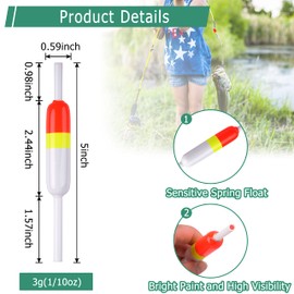 Slip Bobbers Fishing Floats and Bobbers Wood Slip Bobbers for Crappie Fishing Bobbers Spring Slip Bobbers Fishing Float Catfish Panfish Walleyes Fishing Tackle Accessories, 5/10pcs