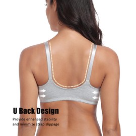 Curyon Women's Cotton Front Closure Bras Full Coverage Wirefree Everyday Bra Unpadded Unlined Bralette Grey 38C