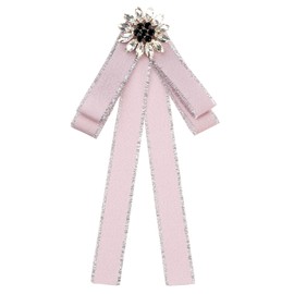 Elerevyo Women's Pre-Tied Neck Tie Ribbon Elegant Bowknot Pin Bow Tie Brooches One Size Pink