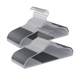 SONGMICS Clothes Hangers, Pack of 50 Plastic Coat Hangers, Space-Saving, Light Gray and Dark Gray UCRF50G