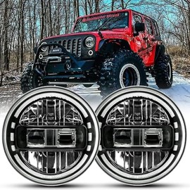 AUDEXEN Upgraded 1200% Bright 7 Inch LED Headlights Round JK 7" Headlight Compatible with Jeep Wrangler JK JKU LJ TJ 1997-2018 For Chevy GMC Dodge Ford Mazda Nissan DOT H6024 Hi/Low Sealed Beam Black