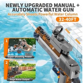 Electric Toy Water Gun, 480ml Large Water Tank, 26ft Ultra Long Range, numerous Accessories, Long-Lasting Endurance,Suitable for Indoor and Outdoor Activities in Summer (2108-9P-Pure Blue)