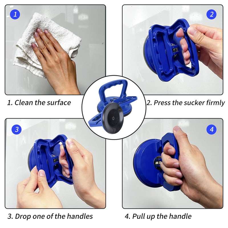 FCHO Glass Suction Cup Heavy Duty Aluminum Vacuum Plate Puller
