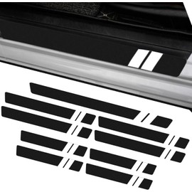 Wjelet 9Pcs Car Door Sill Protector, Carbon Fiber Threshold Protective Sticker, Scratch Resistant Door Sill Bumper Protective Film, Universal Kick Plate Guard, Auto Accessories