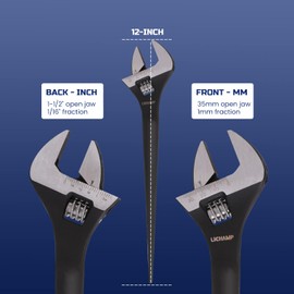 Lichamp 3 Pack 12 In. Spud Wrench Ratchet Set, 3/8" x 1/2" Dual Driver Ratchet, 3/4" x 7/8" Dual Socket Scaffold Spanner and 12 in. Spud Adjustable Wrench