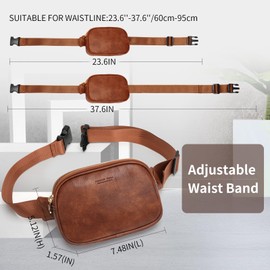 APHISON Fanny Packs for Women Belt Bag Crossbody Bags for Women Mini Everywhere Fashion Waist Bag Vegan Leather Purse with Adjustable Strap Brown