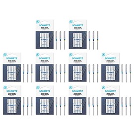 Schmetz 50 Sewing Machine Needles, Jeans / Denim, Assorted Mixed Sizes 90/14, 100/16 & 110/18, Flat Shank 130/705 H-J