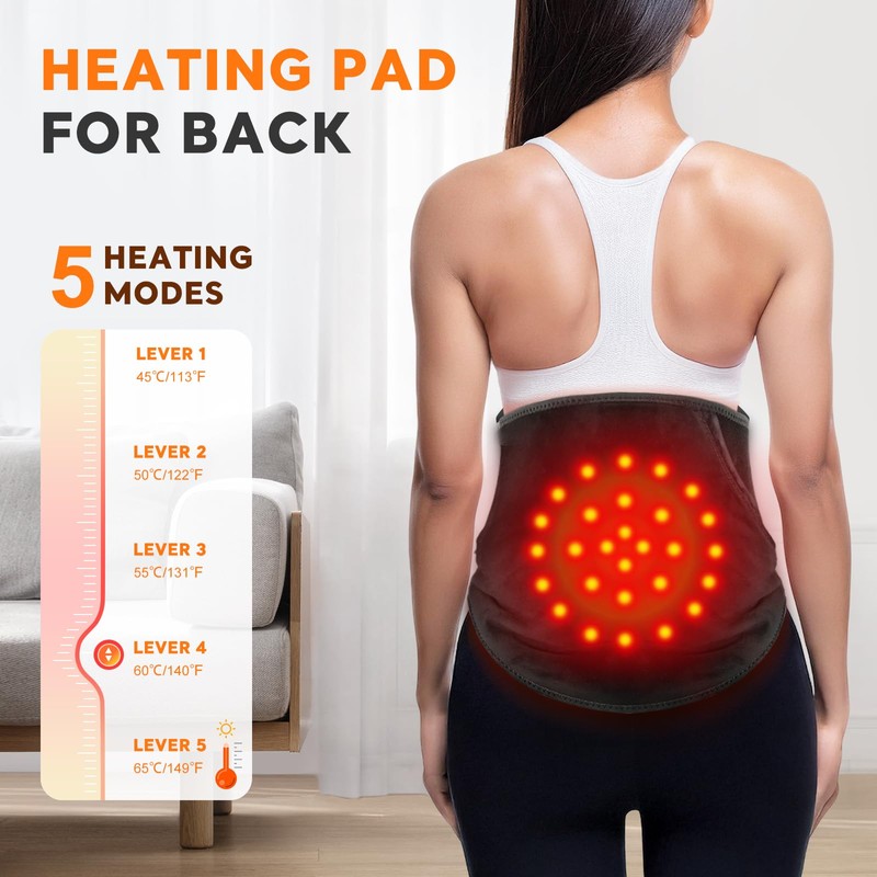 Yincook Heating Pad for Back Comfort, Cordless Lower Back Heating