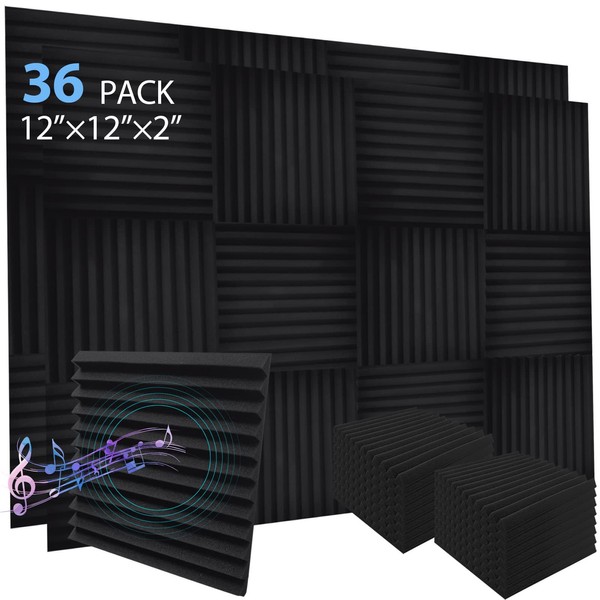 Ikaufen 36 Pack Acoustic Foam Panels, 2" X 12" X