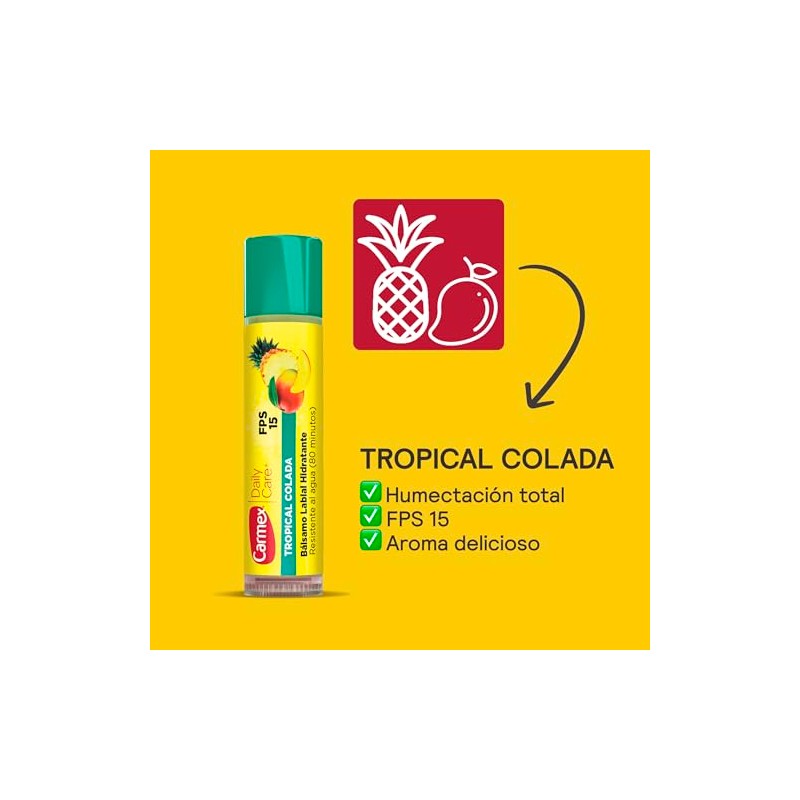Carmex, Bálsamo Labial Hidratante Daily Care Tropicalcolada, Protege y Suaviza,