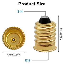 10 Pack E14 to E12 Adapter Converter, E14 to E12 Lamp Base Adapter, Light Converter Socket Bulb Adapter, European Base to US Standard Candelabra Light Socket Reducer, Gold and Silver