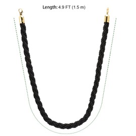 PINGEUI 4 Packs 4.9 Feet Stanchion Twisted Rope, Hemp Braided Queen Barrier Ropes, Barrier Ropes with Hooks for Hotel, Concerts, Theater, Black