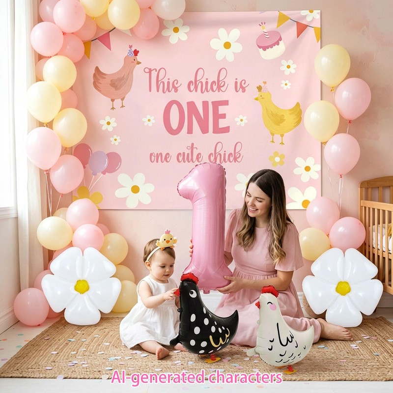 Chicken 1st Birthday Party Decoration The Chick Is One Birthday