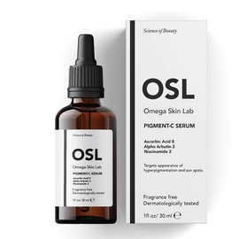 OSL Omega Skin Lab OSL Pigment-C Serum 30 ml: Freundliches Gesichtsserum mit aufhellendem Serum zur Aufhellung von Hautunreinheiten, angereichert mit 8% Ascorbinsäure, 2% Alpha-Arbutin und 2% Niaci