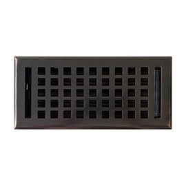 Empire Register Co, Vent Cover - 4x10 inch, Square Design, Antique Brass Finish, Heavy Duty Floor Vent Covers, Metal Damper Attached. Vent Covers for Home Floor only.