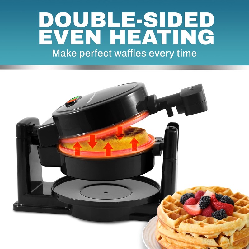Elite Gourmet EWM460 Nonstick Rotating Flip Belgian Waffle Maker, 1.25-Inch
