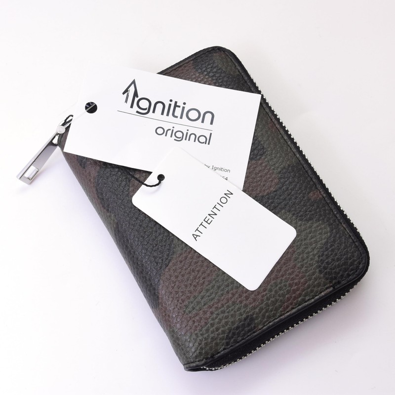 Ignition Original Saffiano Leather Zip Around Bifold Wallet Coin Purse,