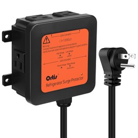 Ortis 4-Outlet Refrigerator Surge Protector with Time Delay, 1200J, Power Cord (1.3ft), Protects Against Spikes, Brownouts & Power Outages, Voltage Guard for Refrigerators 27 cu. ft. or More