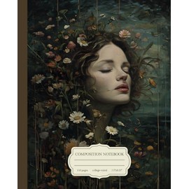 Gothic Blonde Woman Composition Notebook | College-Ruled 7.5" x 9.25" | Dark Academia Writing Journal, Vintage Floral Notebook, Aesthetic Stationery Gift