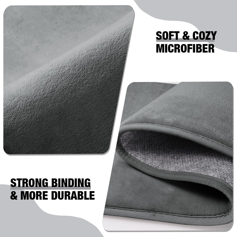 Grey Memory Foam Bath Runner Mat Long Narrow Bathroom Rug