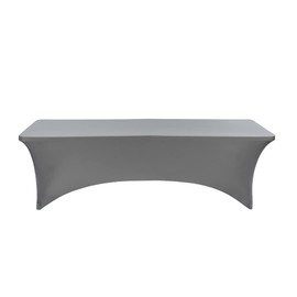 Restaurantware Table Tek 96 x 30 Inch Rectangle Table Covers 1 Washable Spandex Tablecloths - Wrinkle-Free Durable Gray Polyester Fitted Tablecloths for Parties Banquets or Weddings