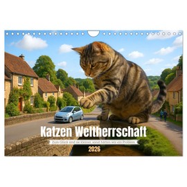 Cat world domination, US-Version (Wall Calendar 2026 DIN A4 Landscape), CALVENDO 12 Month Wall Calendar