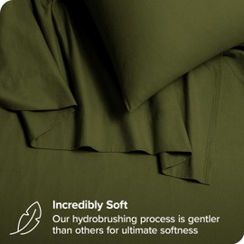 Bare Home Organic Cotton Flannel Sheet Set - Twin Size - 100% Cotton - Double Brushed for Extra Softness & Comfort - Warm, Cozy, and Durable - Breathable - Bed Sheets (Twin, Cypress)