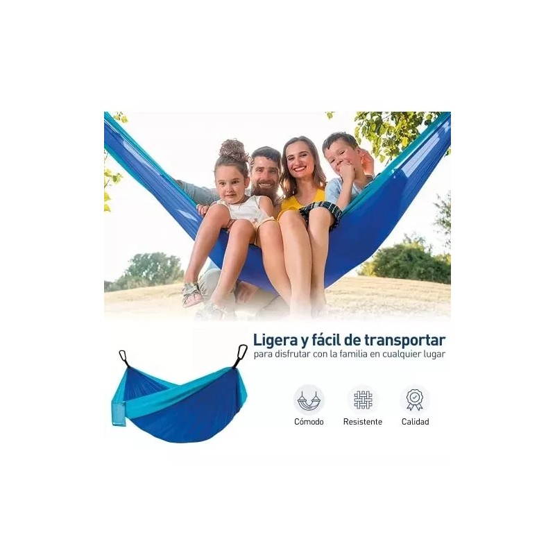 Bluelander 2 Hamacas Camping Portátil Azul + Kit De Instalación