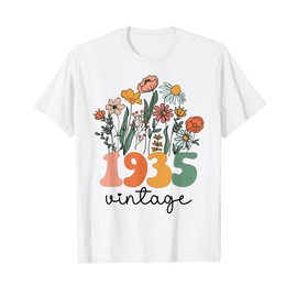 90 Years Old Vintage 1935 90th Women Birthday Wildflower T-Shirt