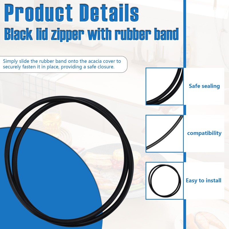 Black Lid Latch Strap Rubber Band 6,7,8 Quart Compatible with